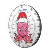 Cute happy octopus met kerstpet cartoon dartbord (Voorkant Rechts)