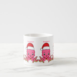 Cute happy octopus met kerstpet cartoon espresso kop