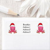 Cute happy octopus met kerstpet cartoon etiket (Insitu)