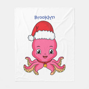 Cute happy octopus met kerstpet cartoon fleece deken