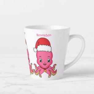 Cute happy octopus met kerstpet cartoon latte mok