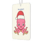 Cute happy octopus met kerstpet cartoon luchtverfrisser (Links)