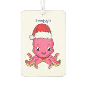 Cute happy octopus met kerstpet cartoon luchtverfrisser (Achterkant)