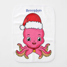 Cute happy octopus met kerstpet cartoon