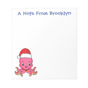 Cute happy octopus met kerstpet cartoon notitieblok