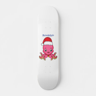 Cute happy octopus met kerstpet cartoon persoonlijk skateboard