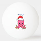 Cute happy octopus met kerstpet cartoon pingpongbal (Achterkant)