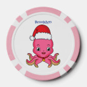 Cute happy octopus met kerstpet cartoon poker chips (Achterkant)