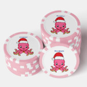 Cute happy octopus met kerstpet cartoon poker chips (Opstapeling)