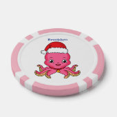 Cute happy octopus met kerstpet cartoon poker chips (Enkel)