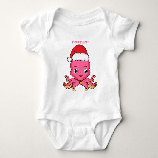 Cute happy octopus met kerstpet cartoon romper (Voorkant)