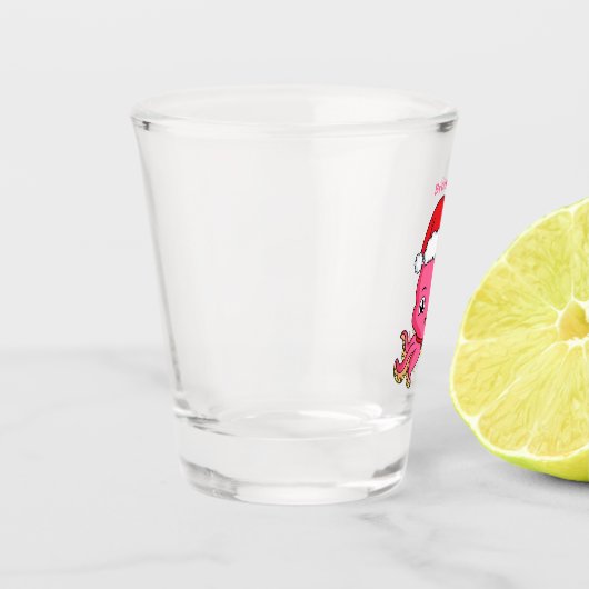 Cute happy octopus met kerstpet cartoon shot glas (Links)