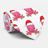 Cute happy octopus met kerstpet cartoon stropdas (Opgerold)