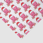 Cute happy octopus met kerstpet cartoon tissuepapier (Detail)