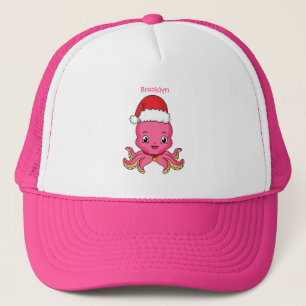 Cute happy octopus met kerstpet cartoon trucker pet