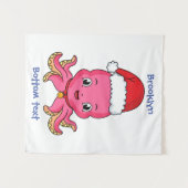 Cute happy octopus met kerstpet cartoon wandkleed (Voorkant (horizontaal))