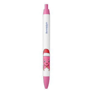 Cute happy octopus met kerstpet cartoon zwarte inkt pen