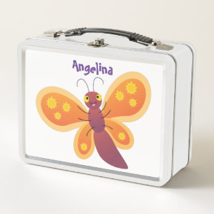 Cute happy orange butterfly cartoon illustraties