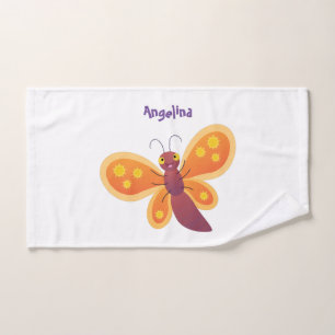 Cute happy orange butterfly cartoon illustraties bad handdoek