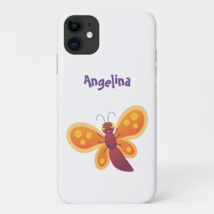 Cute happy orange butterfly cartoon illustraties Case-Mate iPhone case