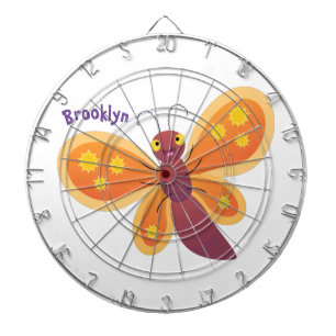 Cute happy orange butterfly cartoon illustraties dartbord