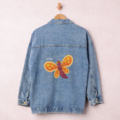 Cute happy orange butterfly cartoon illustraties denim jacket (Hangar)