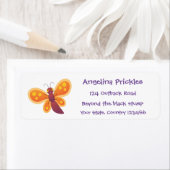 Cute happy orange butterfly cartoon illustraties etiket (Insitu)