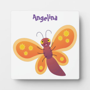 Cute happy orange butterfly cartoon illustraties fotoplaat