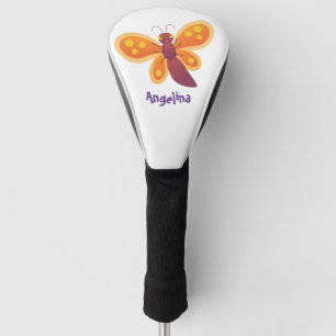 Cute happy orange butterfly cartoon illustraties golfheadcover