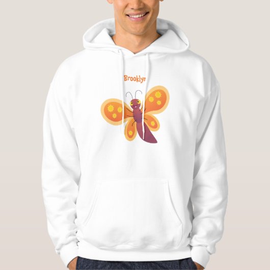 Cute happy orange butterfly cartoon illustraties hoodie (Voorkant)