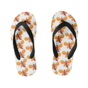 Cute happy orange butterfly cartoon illustraties kinder teenslippers