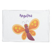 Cute happy orange butterfly cartoon illustraties kussensloop (Achterkant)