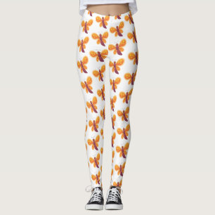Cute happy orange butterfly cartoon illustraties leggings