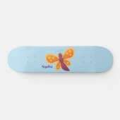 Cute happy orange butterfly cartoon illustraties persoonlijk skateboard (Horizontaal)