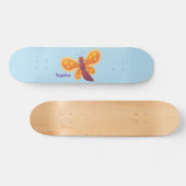 Cute happy orange butterfly cartoon illustraties persoonlijk skateboard (Horizontaal)