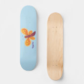 Cute happy orange butterfly cartoon illustraties persoonlijk skateboard (Voorkant)