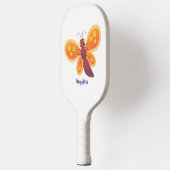 Cute happy orange butterfly cartoon illustraties pickleball paddle (Links)