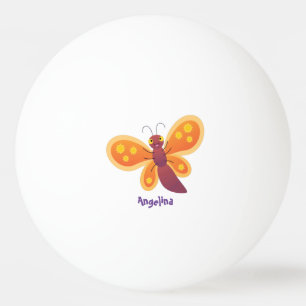 Cute happy orange butterfly cartoon illustraties pingpongbal