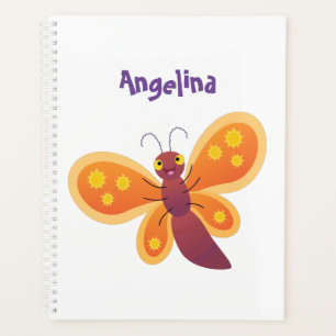 Cute happy orange butterfly cartoon illustraties planner