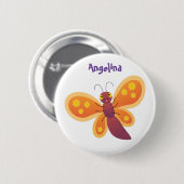 Cute happy orange butterfly cartoon illustraties ronde button 5,7 cm (Voorkant /achterkant)