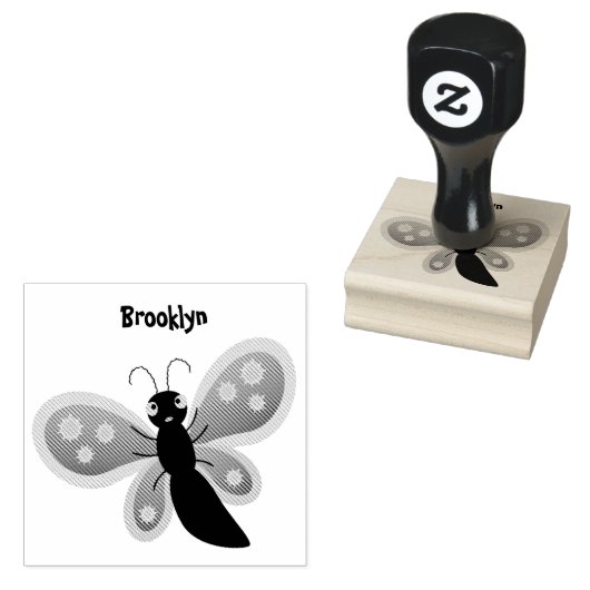 Cute happy orange butterfly cartoon illustraties rubberstempel (Gestempeld)