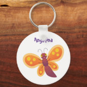 Cute happy orange butterfly cartoon illustraties sleutelhanger (Voorkant)