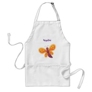Cute happy orange butterfly cartoon illustraties standaard schort