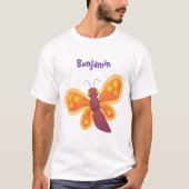 Cute happy orange butterfly cartoon illustraties t-shirt (Voorkant)