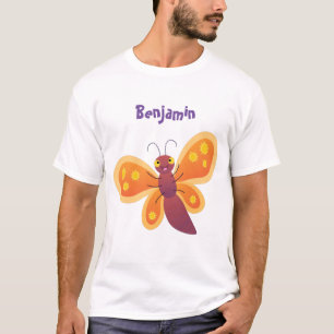 Cute happy orange butterfly cartoon illustraties t-shirt