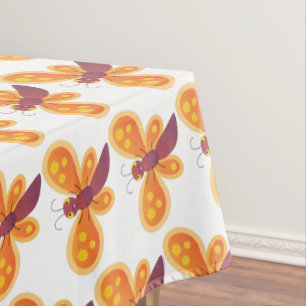 Cute happy orange butterfly cartoon illustraties tafelkleed