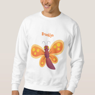 Cute happy orange butterfly cartoon illustraties trui