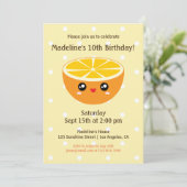 Cute Happy Oranje kinderen Birthday Party Invitati Kaart (Staand voorkant)
