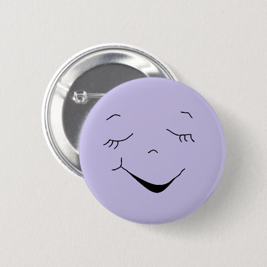Cute Happy Paars Gekke Face Button (Voorkant /achterkant)
