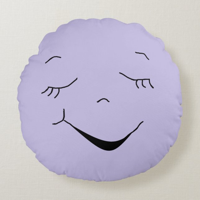 Cute Happy Paars Gekke Face Pillow Rond Kussen (Voorkant)